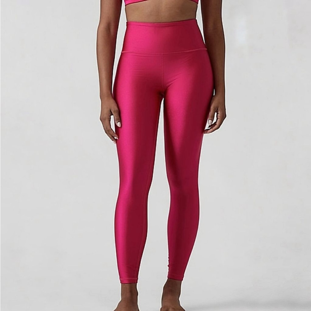 Athleta elation shine tight leggings hot pink cyclamen lustre women's large L